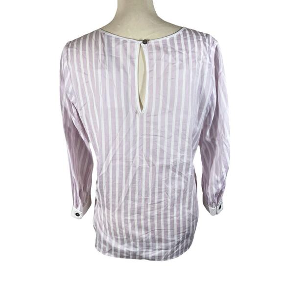 Valentina Kova Gemma Tie Stripe Blouse Japanese Pink White Shirt Size Medium NEW - Picture 4 of 9